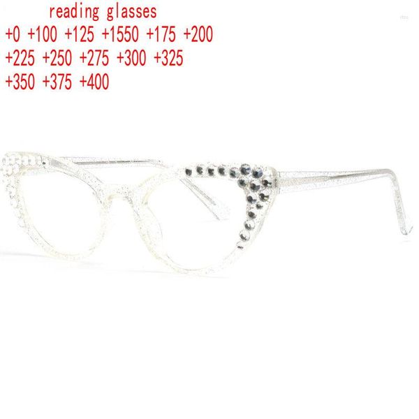 Sonnenbrille Cat Eye Strass Bling Lesebrille Für Frauen Blaues Licht Blockieren Diamant Damen Presbyopie Computer Brillen XN