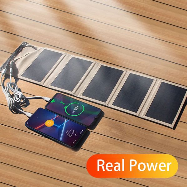 Solargers Solar Panel 5V 2 -USB Портативный складной водонепроницаемый для банка мобильного телефона 10 Вт аккумуляторный зарядное устройство на открытом воздухе Туризм Рыбалка 230731