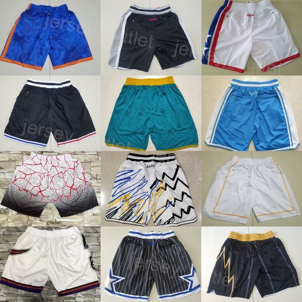 Calça masculina de basquete sólida com zíper para vestir Just Don Bolso com zíper Calças esportivas de corrida curtas com zíper Costurada na mosca Shorts HipPop Jayson Tatum Damian Lillard Team