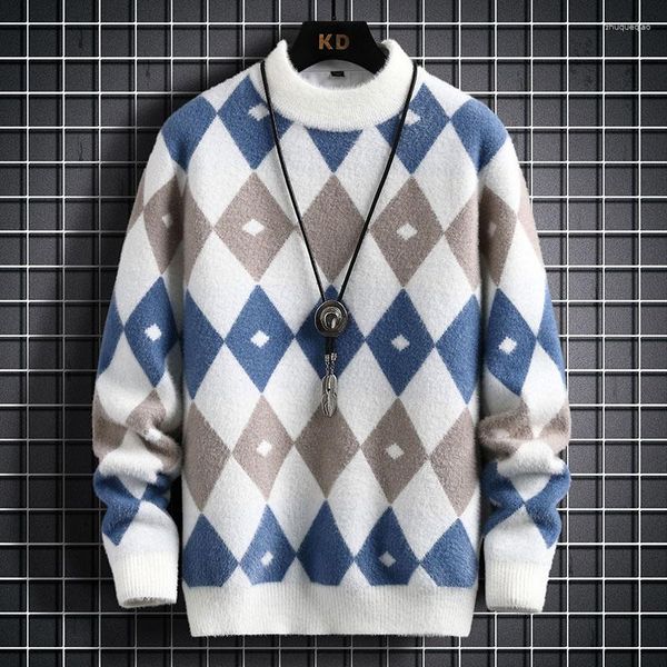 Männer Pullover 2023 Stil Männer Halten Warm Im Winter Casual Stricken Pullover/männlich Slim Fit Mode Argyle Pullover homme Marke Kaschmir Pullover