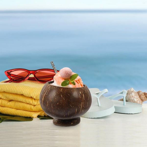 Tigelas Tigela com Casca de Coco Requintado Ornamento de Coco Suprimentos para Festas Luau Copos de Frutas para Casa Havaiano