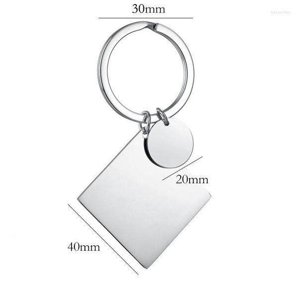 Schlüsselanhänger Edelstahl blank zum Aufzeichnen von Metall, quadratisch, rund, Charm-Schlüsselanhänger für Spiegel poliert, Großhandel 50 Stück