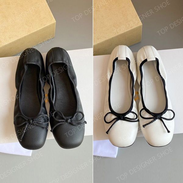 Therow Ballettschuhe, luxuriöse Designer-Schuhe, flache Freizeitschuhe für Damen, bequeme Schleife, Bootsschuhe, modische Slipper, Lammfell-Kleiderschuhe