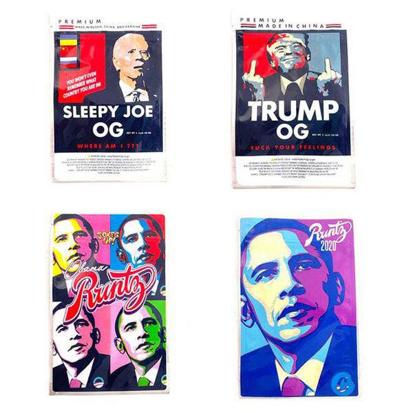 Упаковка на молнии пластиковой пакет пустой упаковка Mylar Bags Aluminum Foil Sour Trump Sleepy Joe Obama Wholesale