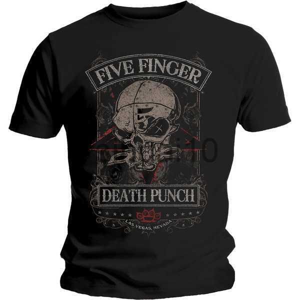 Camisetas masculinas Five Finger Death Punch Wicked Camiseta masculina preta (média) J230731