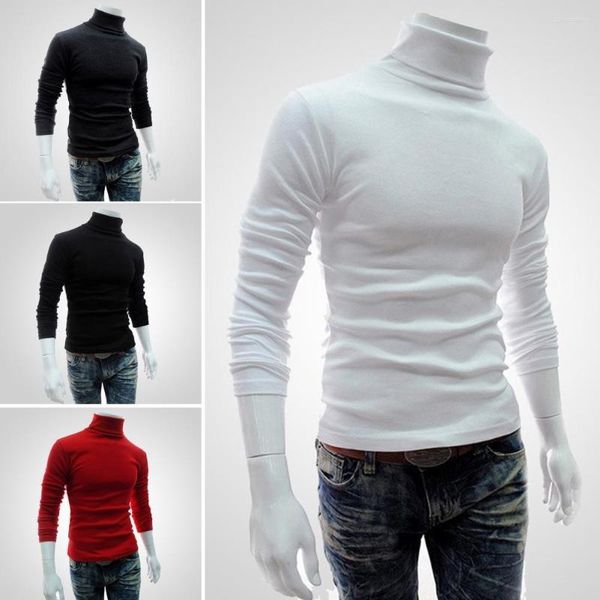 Männer Pullover Männer Herbst Einfarbig Lange Slve Rollkragen Gestrickte Slim Bottoming Shirt