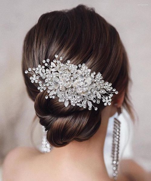 Kopfschmuck HP352 Silber funkelnder Strass Braut Haarkamm Hochzeit Geburtstag Party Abschlussball Frau Zubehör Brautjungfer Kopfschmuck