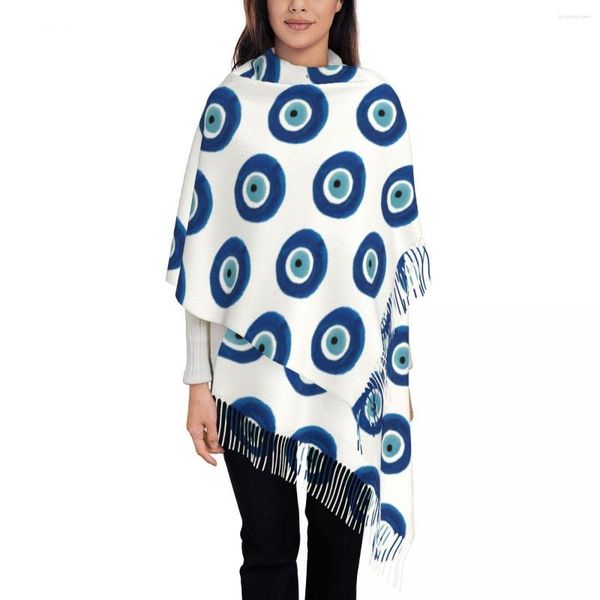 Sciarpe Stampa personalizzata Acquerello Malocchio Nazar Pittura Sciarpa Donna Uomo Inverno Autunno Caldo Hamsa Portafortuna Scialli Avvolge