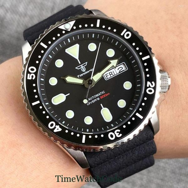 Нарученные часы Tandorio 20ATM Diver Automatic Watch для мужчин 41 мм зеленый LUM