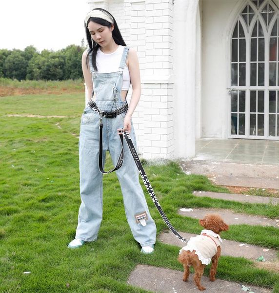 Hundehalsbänder, freihändig, 160 cm, verstellbares Haustier-Katzenleinenseil mit Taillengürtel für Spaziergänge, Lauftraining, Modeaccessoires