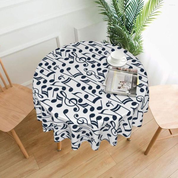 Toalha de mesa preta e branca com notas de música decorativa toalha de mesa grossa redonda para festa jantar capa de chá