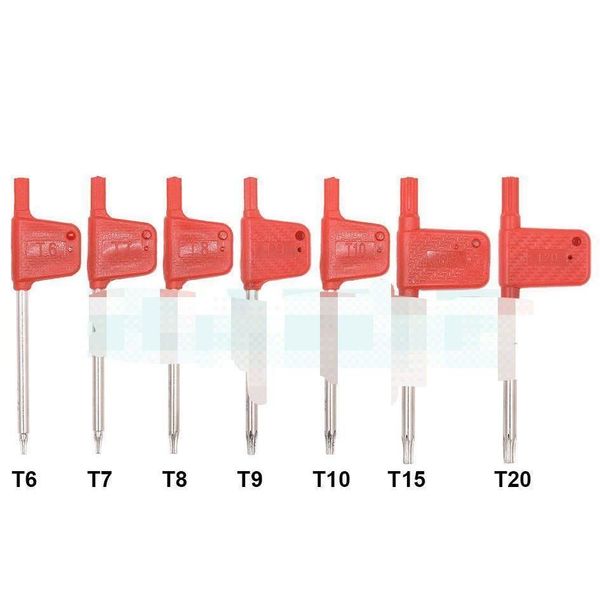 Schraubendreher T6, T7, T8, T9, T10, T15, T20, Torx-Schraubendreher, Schraubenschlüssel, Schlüssel, kleine rote Flagge, Schraubendreher, Drop-Lieferung, Hausgarten-Werkzeuge, Handwerkzeug