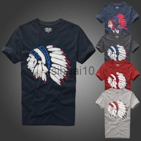 Herren-T-Shirts Lässiges T-Shirt für Männer mit Indianer-Charakter-Avatar-Muster, Größe S bis XXXL J230731