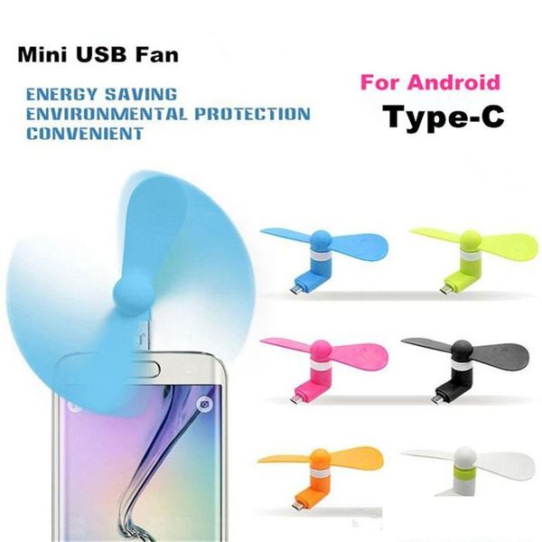 Anderes Handy-Zubehör Mini-USB-Gadget-Lüfter Super Mute-Lüfterkühler für 2 in 1 Typ-C Android S7 Edge mit OPP-Paket Drop Deli Dhul6