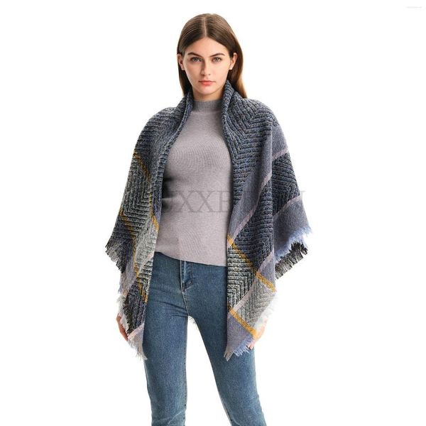 Sciarpe Sciarpa invernale da donna Cashmere lavorato a maglia scozzese Collo a scialle Avvolgere Coperta spessa Stole calde Lady Pashmina Bandana Triangolo