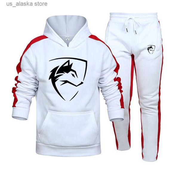 Erkek Hoodies Sweatshirts Sıcak Satış Erkekler Lete Giyim Erkekler Setler Baskı Hoodie Seti Polar Zipper Kapşonlu Sweatshirt + Pantolonlar Sıradan Erkek Terzini T230731