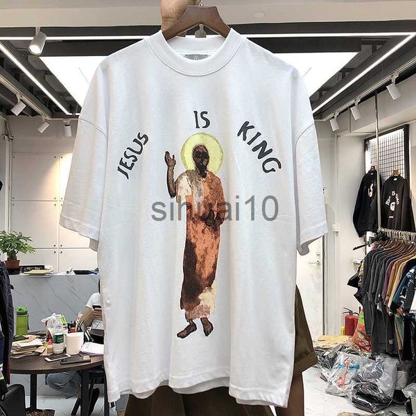 Camisetas masculinas Jesus Is King Camisetas de alta qualidade Retrato de Jesus Estampado Jesus Is King Tee Oversize Hip Hop Top J230731