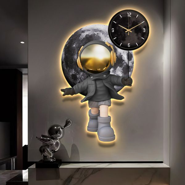 Oggetti decorativi Figurine Decorazioni per la casa Orologio da parete luminoso a LED Ingresso soggiorno Sfondo 3D 230731