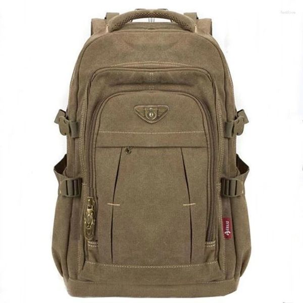 Rucksack Herren Militär Canvas Reißverschluss Rucksäcke Laptop Reise Schulter Notebook Schultaschen Vintage College Schultaschen