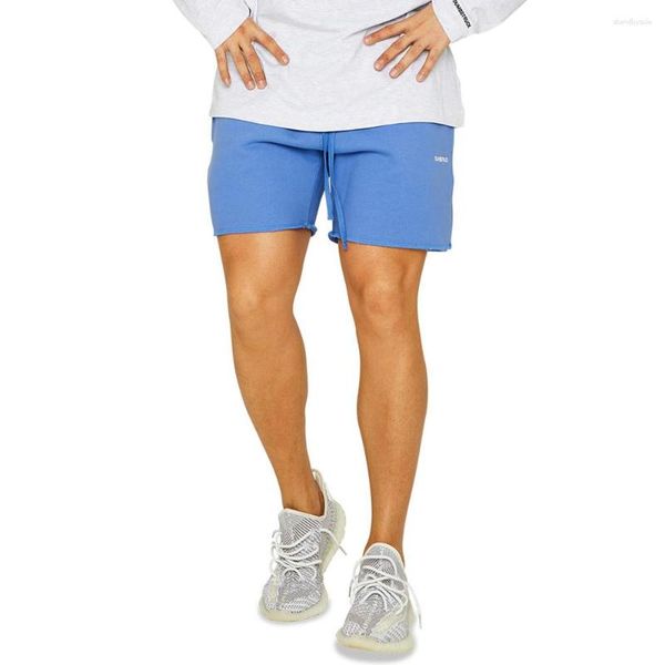 Shorts Masculino Algodão Esportivo Running Solto Musculação Moletom Calça Fitness Jogger Academia Vintage Masculino Azul Royal