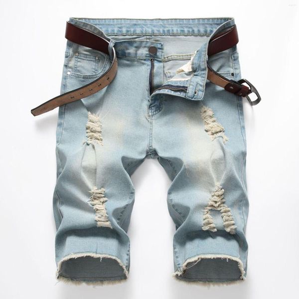 Männer Jeans Sommer Shorts Denim Ruined Loch Atmungs Mode Männer Ripped Kurze Marke Kleidung Große Größe