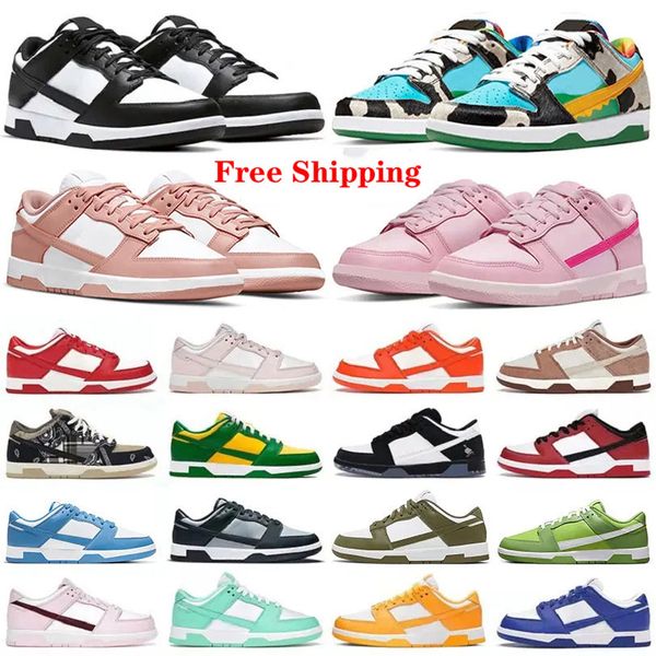 Frete Grátis Sapatos Novos Sapatos Casuais Designer Sapato Plataforma Sapatos Esportivos Reverse Panda Branco Preto Três Rosa Men's Tennis Shoes