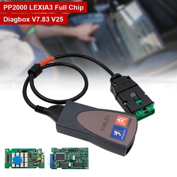 Ferramentas de digitalização de leitores de código Full Chip Lexia 3 PP2000 921815C Diagbox V7 83 Lexia3 OBD OBD2 Scanner Ferramenta de diagnóstico do carro para PSA Peug213S