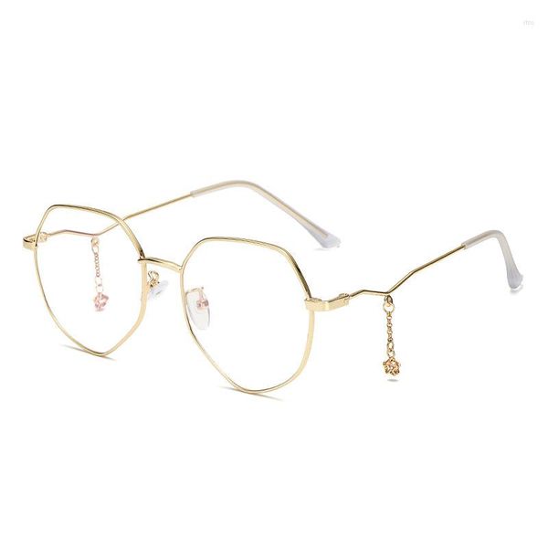 Sonnenbrille Diamant Stern Anhänger Anti Blaues Licht Flacher Spiegel Retro Polygonal Unregelmäßige Brillengestell