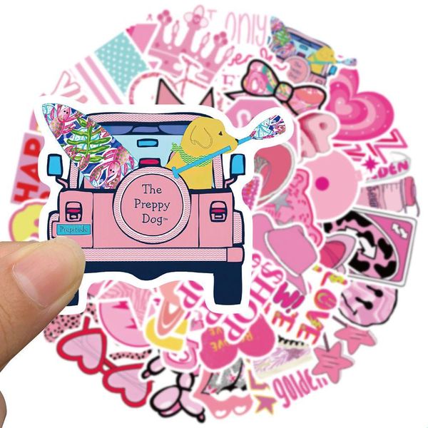 Auto Stickers 50 Stuks Gemengde Graffiti Skateboard Roze Girly Hart Doodles Voor Laptop Koelkast Helm Pad Fiets Motorfiets Ps4 boek Dhwby