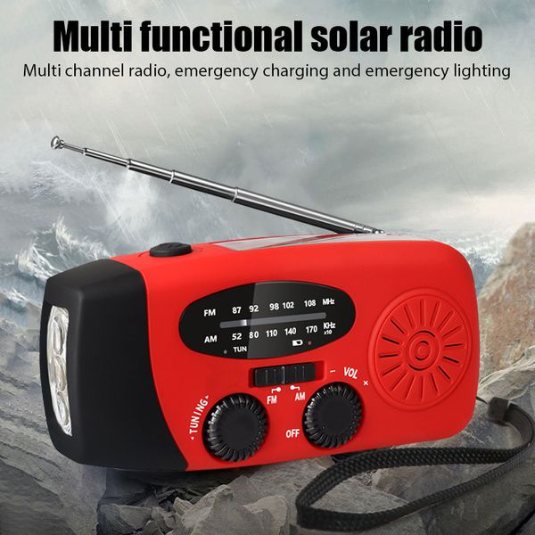 Radio Ricevitore a manovella solare Mini portatile AM FM Meteo con torcia multifunzionale Emergenza 1000mAh Power Bank 230801