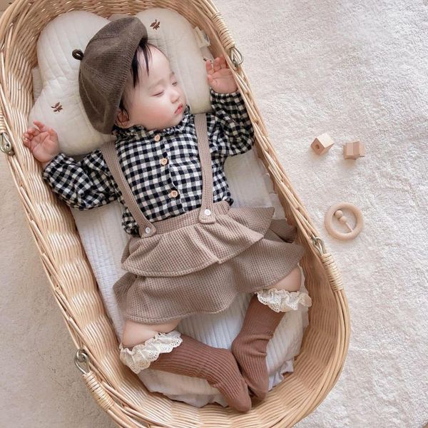 Kleidungssets Baby-Furz-Wickelkleidung für Mädchen im Alter von 0–2 Jahren, Frühlingskleidung, Hosenträger-Overall, einjähriges Kleid