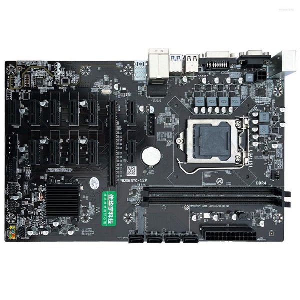 Placa-mãe B250 BTC Mining Motherboard 12XPCIE para USB 3.0 Slot para placa gráfica LGA1151 DDR4 DIMM RAM ETH Miner