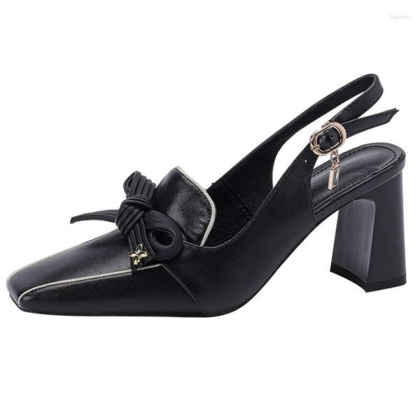 Sandali Plus Size 34-46 Pelle di mucca Donna Slingback Scarpe da donna estive Tacchi alti 7 cm Ufficio per feste