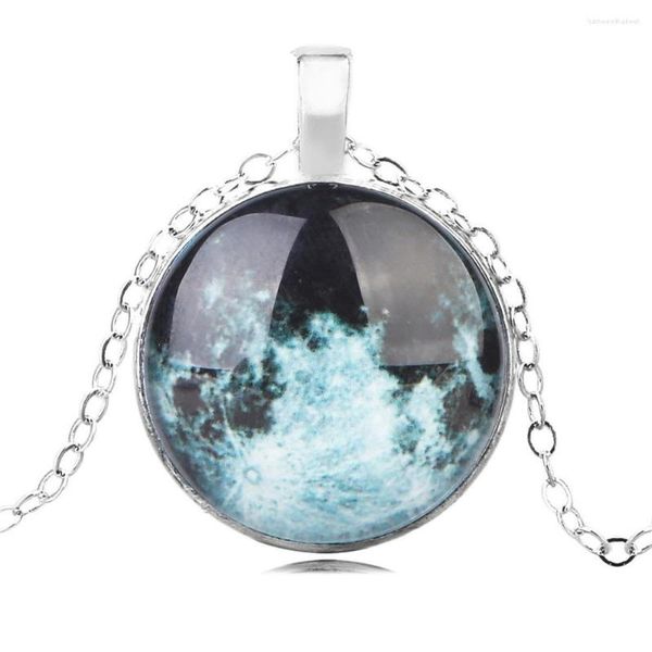 Anhänger Halsketten Dark Earth Halskette Glas Cabochon Glühender Schmuck Paar Männer Frauen Charm Chocker 45 cm Länge Kette 7585