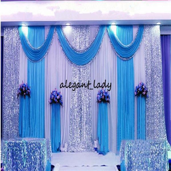 3m 6m Hochzeits-Hintergrund-Swag-Party-Vorhang-Feier-Bühnen-Performance-Hintergrund-Drape mit glitzernden Perlen und Pailletten Edge280S