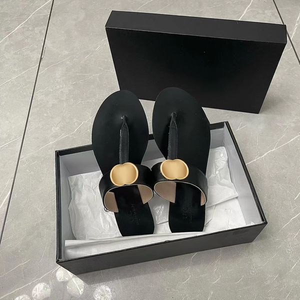 Hochwertige Flip-Flop-Sandale, echtes Leder, Luxus-Designer-Schuh, Sommer, Strand, Damen-Slider, flacher Absatz, Herren-Slipper, Mule, Größe 35–46 mit Box