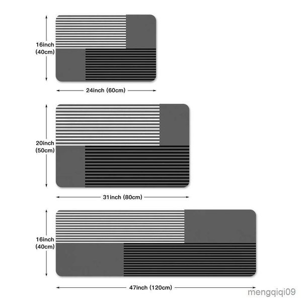 Tapetes 1pc Listrado Patchwork Estampado Cozinha Tapete Decoração Sala Estar Tapete Casa Corredor Entrada Capacho Varanda Porta Antiderrapante Tapete R230801