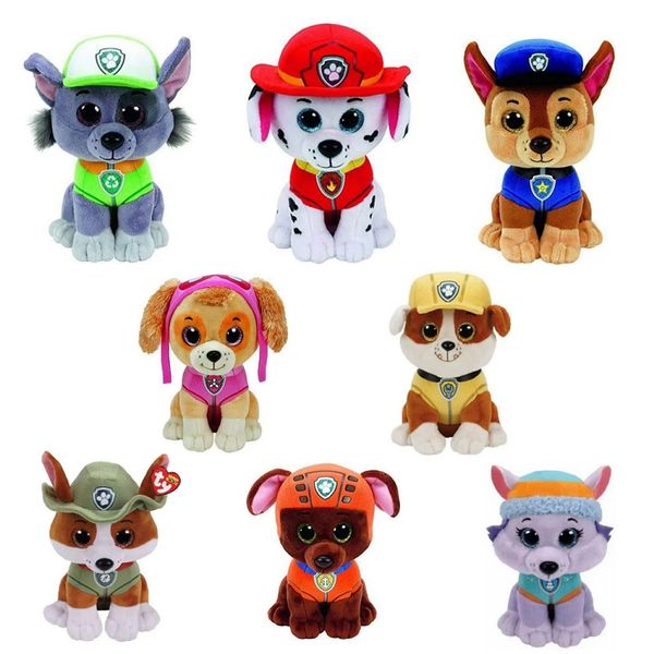 Fábrica de atacado 25cm 8 estilos Dog Patrol brinquedos de pelúcia Animação Filme e Televisão em torno de bonecas presentes para crianças