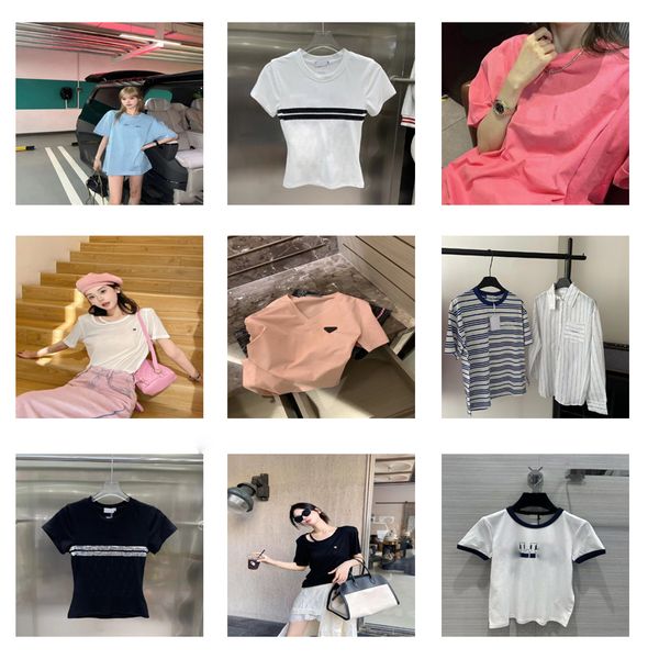 Abiti firmati donna lettera stampata maglietta moda marchio di abbigliamento di lusso cotone Crystal Maglietta estiva da donna di alta qualità in cotone nero bianco rosa