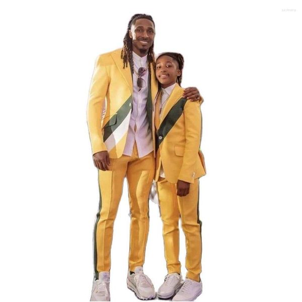 Ternos Masculinos Brilhante Amarelo Verde Branco Patchwork Homens Casamento Noivo Smoking Traje Homme Terno Masculino Slim Fit Prom Blazer 2 Pçs