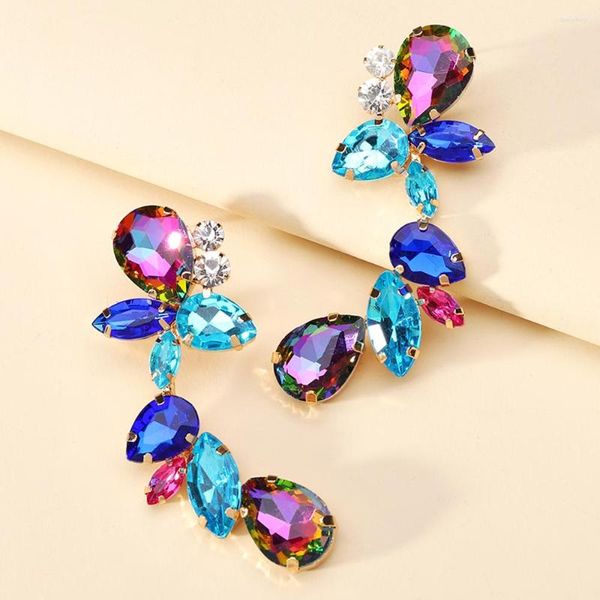 Orecchini pendenti Charm Orecchini pendenti in cristallo colorato Y2k Boho Design di lusso Spettacolo insolito per accessori per gioielli da donna Regalo