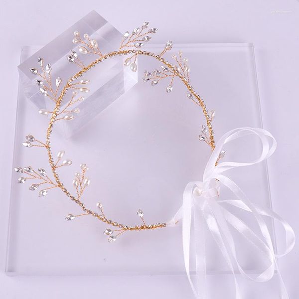 Copricapo Fascia in cristallo Copricapo Gioielli per abiti da sposa in perle intrecciate a mano