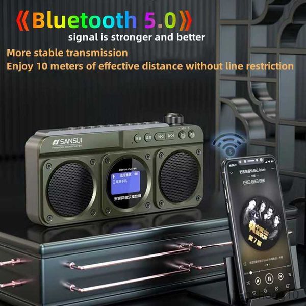 Altoparlanti portatili Parlantes Subwoofer stereo portatile senza fili Bluetooth Mini Anziani Plug-in Walkman Orologio Sveglia Musica R230801