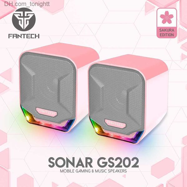 Alto-falantes portáteis FANTECH SONAR GS202 RGB Rosa Alto-falante para computador Plugue de 3,5 mm Cabo estéreo surround Alto-falante adequado para PC de mesa, laptop, TV Caixa, máquina de jogos Z230801