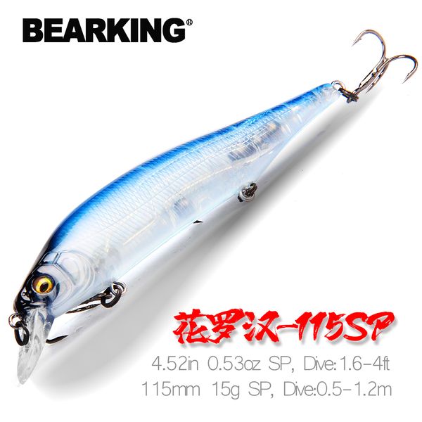 Esche Esche BEARKING 115mm 15g SP Sistema di zavorra in tungsteno Top esche da pesca minnow manovella wobbler ganci per attrezzatura di qualità per 230801