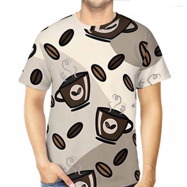 Erkek Tişörtleri Espresso Kahve Kupası 3D Baskılı Gömlek Erkek Unisex Polyester Gevşek Fitness Üstleri Hip Hop Plajı Erkek Tees