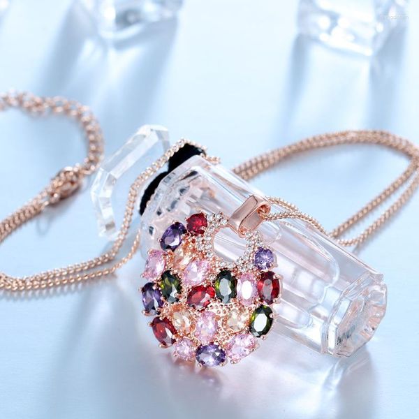 Подвесные ожерелья Оригинальный хрустальный красочный круглый ожерелье Европейский и американский высококачественный модные украшения для женщин