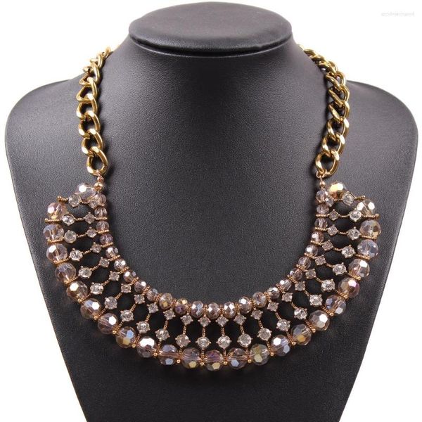 Anhänger Halskette Modetrendy Design Chain Chunky Crystal Statement Halskette für Frauen eleganter Choker Bead Großhandel Schmuck