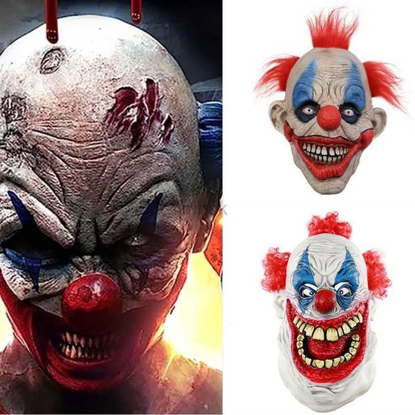 Party Masken Rote Haare Clown Maske Cosplay Gruselige Rolle Horror Joker Latex Integralhelm Halloween Maskerade Party Kopfbedeckung Kostüm Prop HKD230801