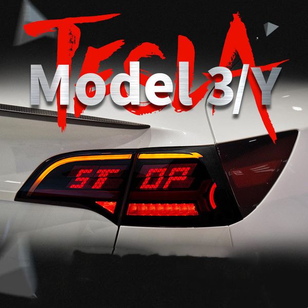 Fanale posteriore automatico per Tesla Model3 Gruppo fanale posteriore ModelY Modificato OLED Pixel Flusso luminoso Indicatori di direzione